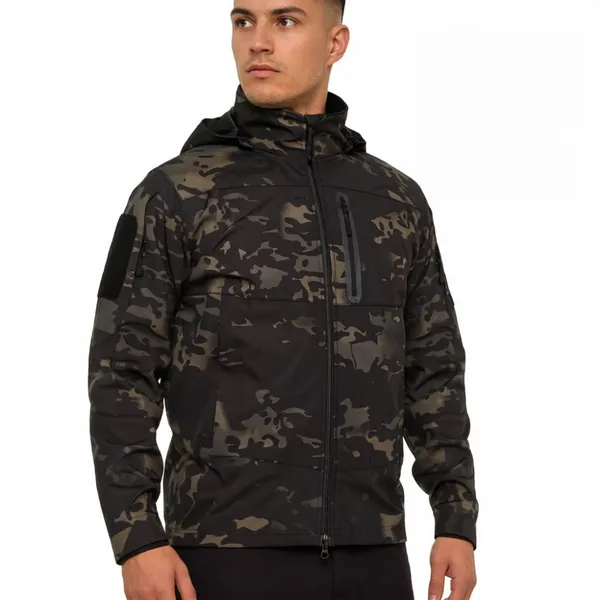 Windbreakers Jacket Camouflage Softshell Hooded Zipper Coat