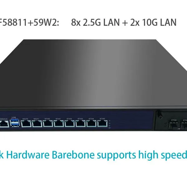 Network appliance firewall hardware barebone with 8G LAN and 2x10G SFP+ options support intel high speed cpu your OS and software