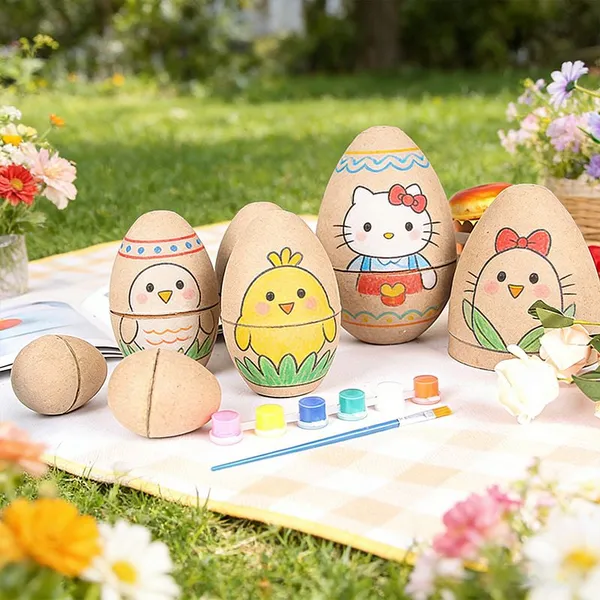 Nestable Molded Fiber Easter Eggs Bulk Pack, Easter Party Decoration,DIY Eco-Friendly