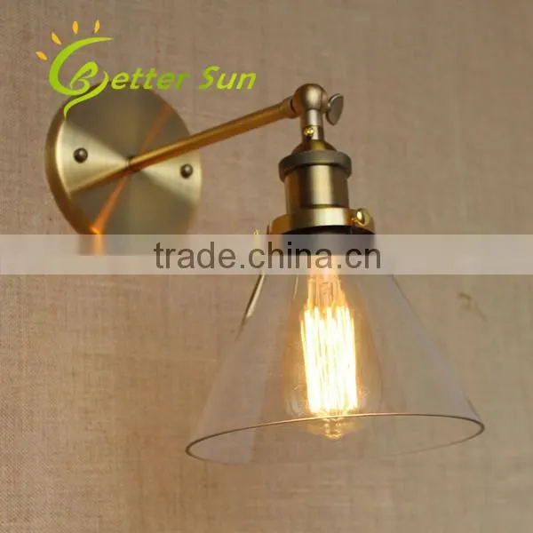 Loft Glass Shade Wall Sconce Bedside Vintage Solar Wall Light for Corridor photo-2