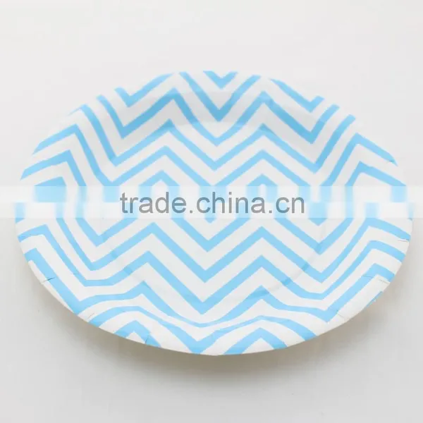 Party Products Supply 9 Inch Chevron Paper Plate Paper Dish 6 Colours photo-2