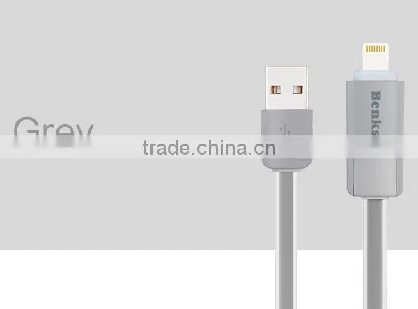 BENKS Jelly Series 2in1Reversible USB Cable for Ios and Android Mobile Phone Blue Light Indicator Sync and Charging 1m Cable photo-3