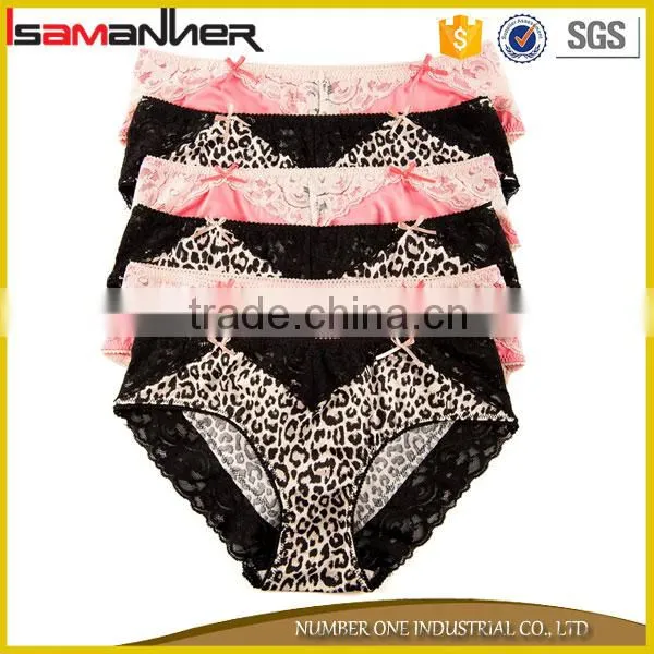Women Sexy Models Pink and Leopard Lady Lace Low Waist Panties Sexy