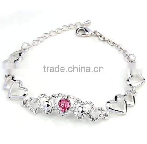 Luxy Heart Shape Bracelet,AB Rhinestone Bracelet For Women photo-4
