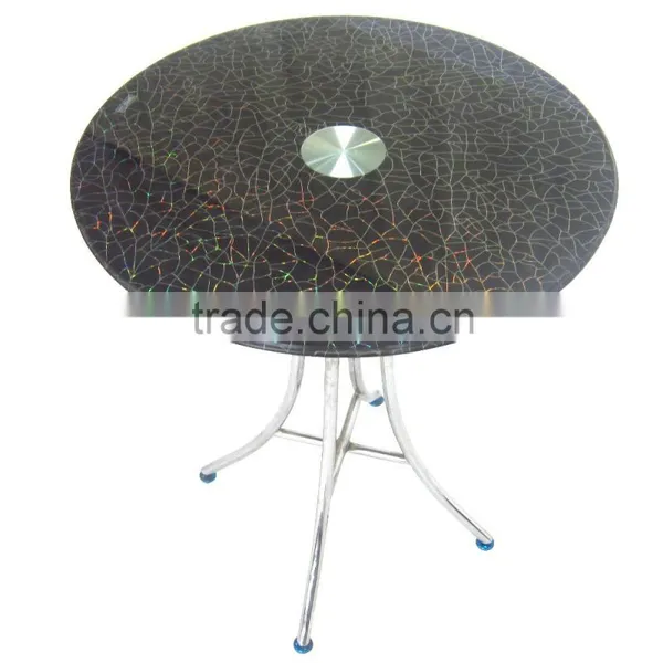 Round Glass Top Iron Frame Coffee Table Living Room Furniture photo-3