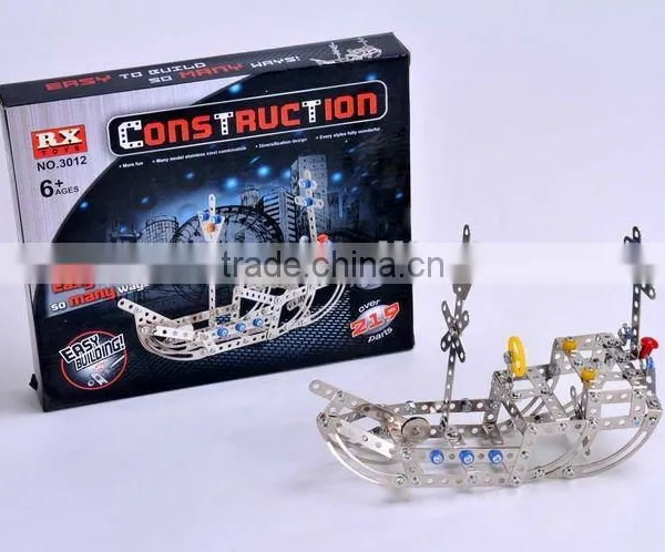 Mini Metal Models Boat With Tools Alloy Educational Blocks JS2703555