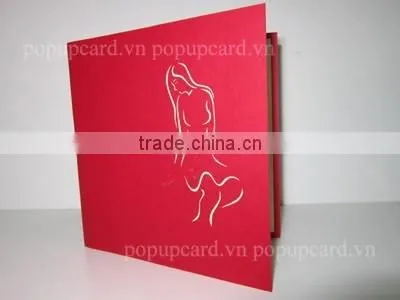 Viet Nam Girl and Lotus Flowers Greeting Pop up Card photo-2