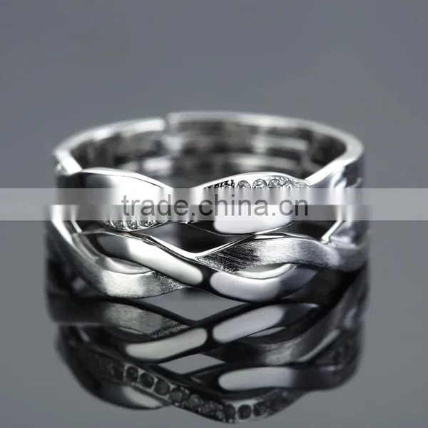 Loyal Couple Infinity Symbol S925 Silver Plain Engagement Couple Rings photo-5
