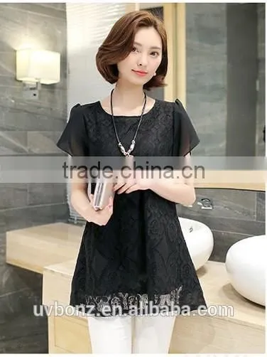 Ladies Black Lace Blouse Tops