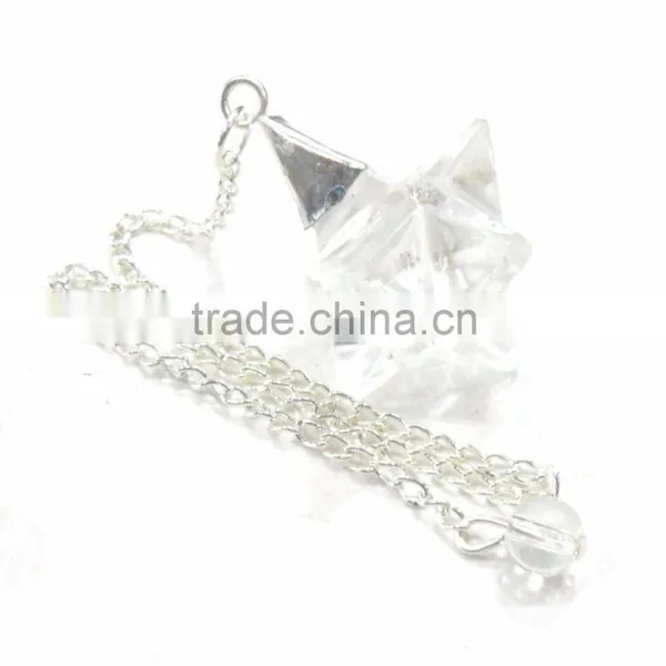Crystal Quartz Merkaba Star Metal Cap Pendulum : Wholesale Merkaba Pendulum