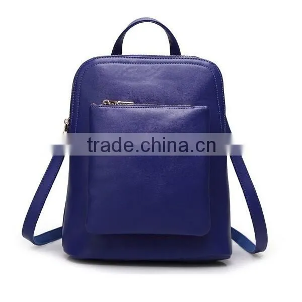 Solid Color Pu Leather College Daypacks Travel Backpack photo-3