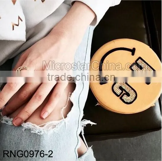 2 Set Brand Hollow With Black Crystal Punk Ring photo-3