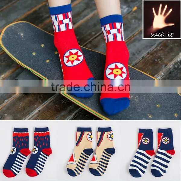 Cotton Socks Teen Girl Socks Sun Pattern Colorful Winter or Autumn Socks
