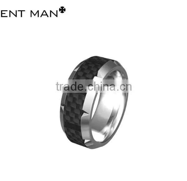 Fashion Jewelry 2016 for Man Titanium Wedding Band Ring Black Carbon Fiber Ring Wedding Rings photo-2