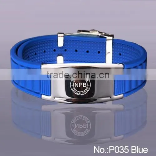 Noproblem P035 FDA Cool Man Germanium Scalar Charm Power Tourmaline Stainless Silicone Fashion Health Bracelet photo-4
