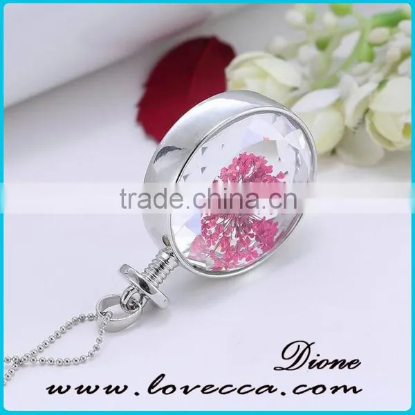 Gold Jewellery Design PINK Flower Glass Pendant Necklace for Women photo-2