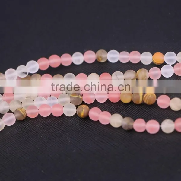6mm Natural Watermelon Rind Striped Agate Stones For Necklace Bracelet Charms Jewelry Making photo-2