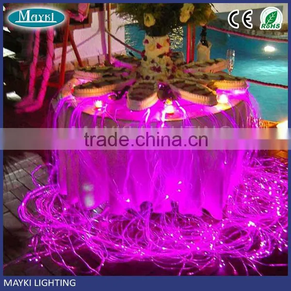 Easy Installation Fiber Optic Table Decorations With Side Spot Multi Strand Cable and 16w RGB Led Illuminator