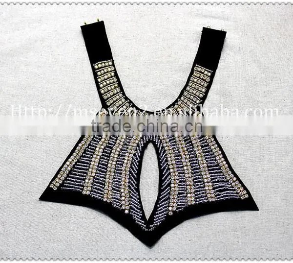 New Fashion Rhinestone Beaded Felt Fabric Collar, Chunky Bead Necklace for Garment photo-5
