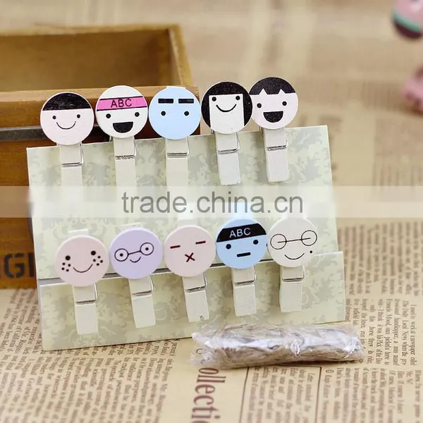 Cute Cartoon Face Name Card Clip Wooden Postcard Clip /photo Clip photo-2