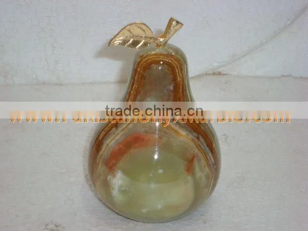 PAKISTAN SUPPLIER Natural Color KITCHEN AND DINING DECORATION ONYX PEAR WITH BRASS LEAF HANDICRAFTS photo-6