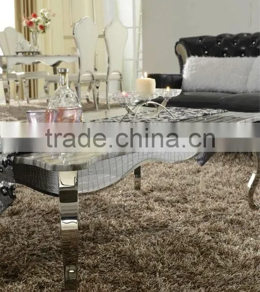 Marble Top Stainless Steel Leg Coffee Table Side Table B105 photo-4