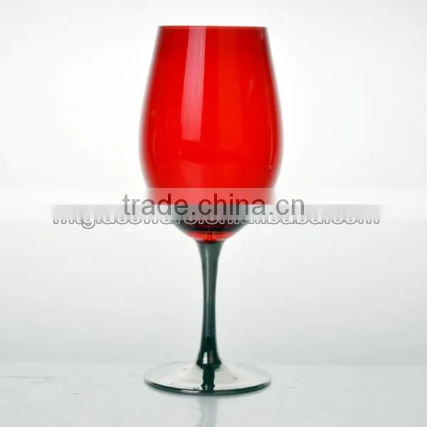 Color Red Wine Glass With Silver Stem and Base photo-2