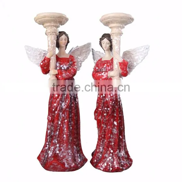 Custom 2017 Christmas Gift Red Skirt Fairy Candle Holder photo-2