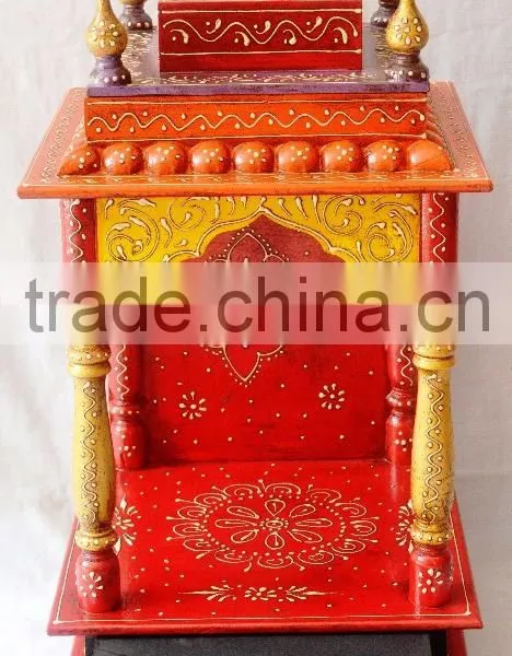 Hand Painted Mini Wooden Temple With 1 Drawer photo-4