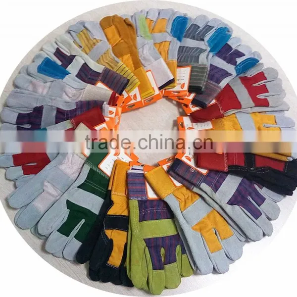 Safety Cow Split Leather Work Gloves With Double Palm And Reinforced photo-3