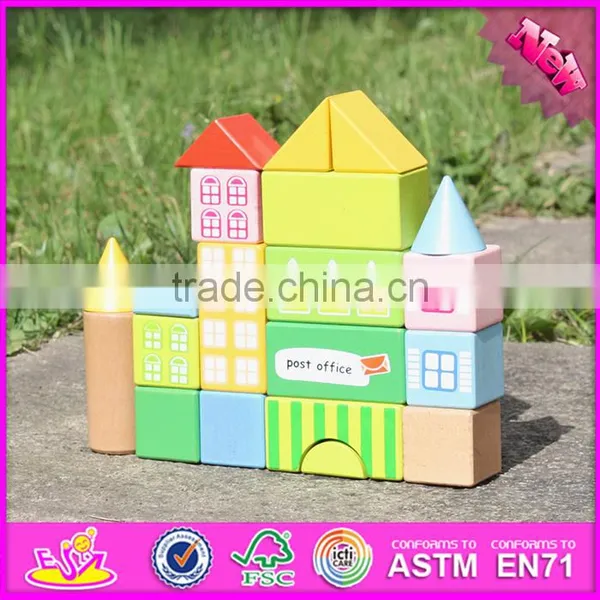 2017 New Design 20 Pieces Model Buildings Kids Wooden Toy Blocks W13A121 photo-6