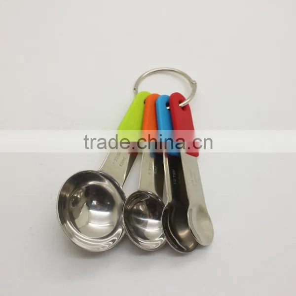 Stainless Steel Measuring Spoon Set Covered Silicone Handle photo-2
