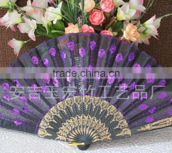 Plastic Lace Hand Fan With Embroidery Peacock Design photo-4