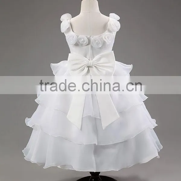 Retail Girl Lace Dress Ruffle Layers Little Girl Princess Party Dress Rose Collar Baby Girls Gauze Evening Dresses Christening photo-3