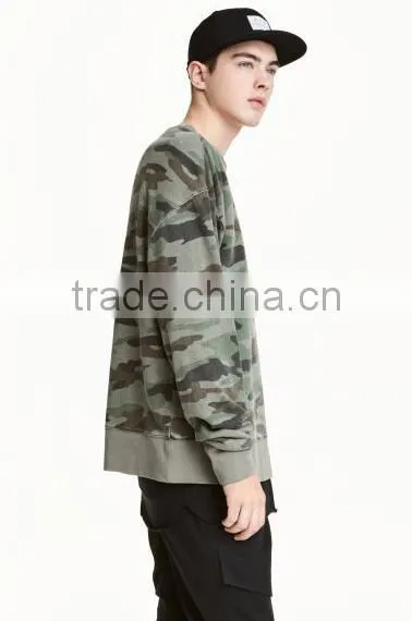 Modest Spring Men Camo Printed Sweatshirt Custom No Drawstring Blank Casual Fitted Blank Hoodies With No Labels photo-2