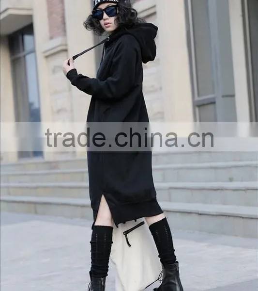 Ladies Plain Color Simple Trendy Korean Style Long Sleeve Casual Autumn Hoody Dress photo-6