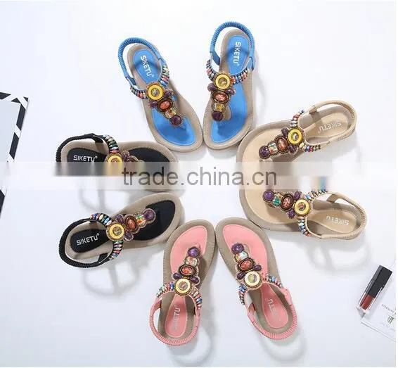 HFR-T0023 Beaded Fashion Flat Summer Sandals 2017 for Women Cheap Wholesale Sandals photo-6