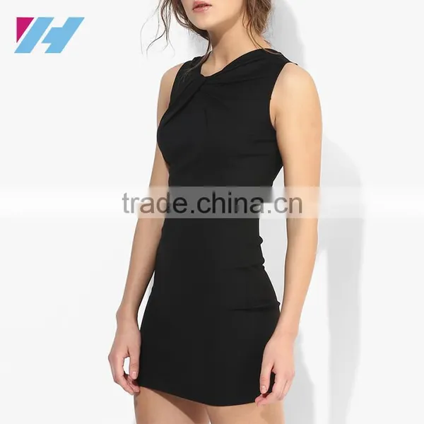 Korean Women's Fashion Wholesale Knot Front Bodycon Tunic Mini Dresses photo-2