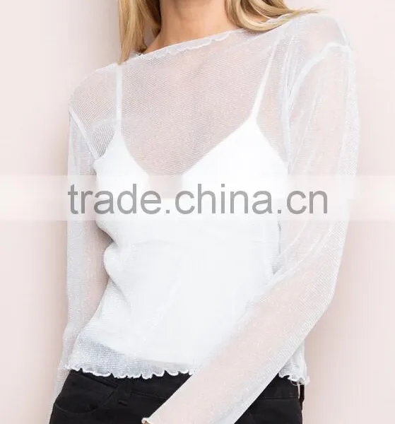 Runwaylover 111 2017 Ladies Sexy Long Sleeve Transparent Blouse photo-4