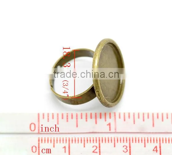 10PCs Antique Bronze Adjustable Rings Blank Settings 18.3mm US 8 Ring Setting photo-2