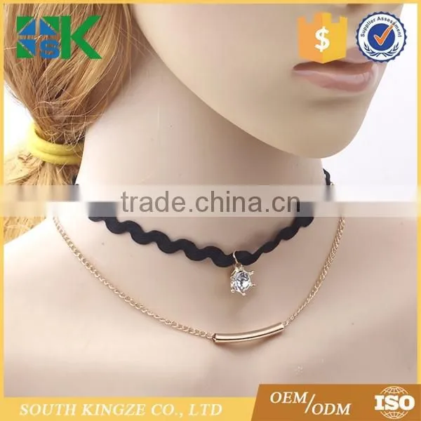 Cheap Artificial Jewel-Encrusted Double Clavicle Necklace for Girls Party Decor photo-2