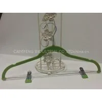 Flocked Skirt Hanger With Metal Clips