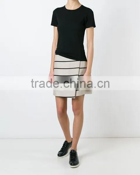 Custom Women Pure Black Plain Short Sleeve T-Shirts,Oem Cotton Blank Plain T Shirts for Women photo-3