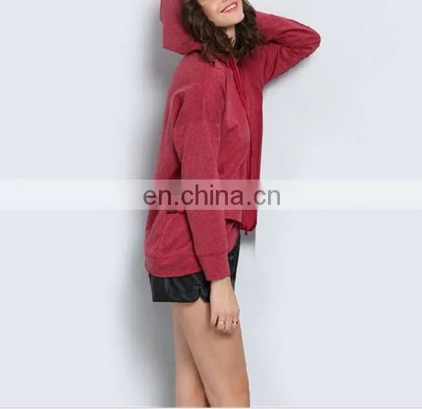 Autumn Fashion Women Irregular Hem Hoody Sweater Leisure Slim Hooded Sweatshirt photo-2