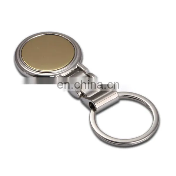 Blank Round Metal Fashion Keychain in Plate Gold photo-2
