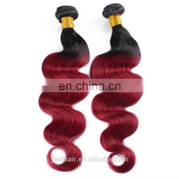 8A Ombre Color Peruvian Body Wave 3 /4 Bundles Unprocessed Peruvian Virgin Hair Ombre Peruvian Hair T1B/Burg Human Hair Weave photo-5