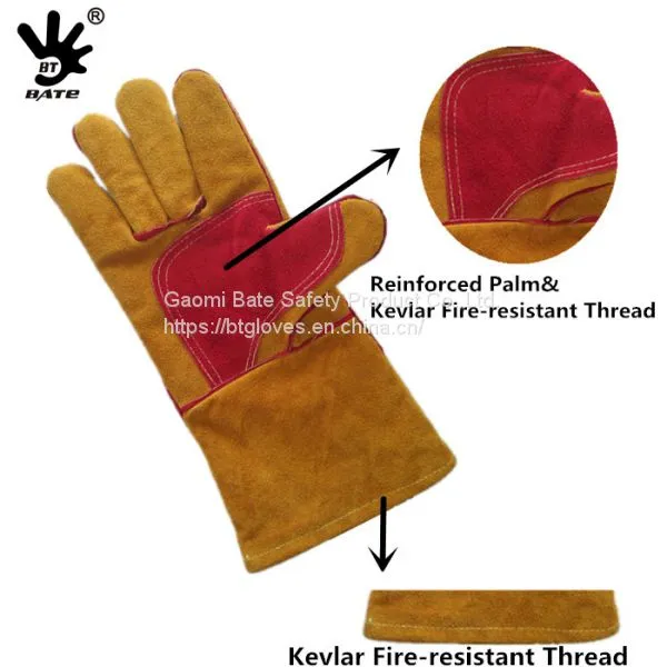 Reinforced Thumb and Plam Cow Split Leather Welding Gloves photo-2
