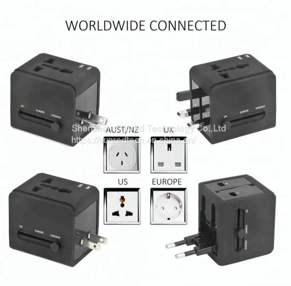Dual USB Universal Travel Adapter With USA/Australia/Europe/UK Worldwide Plugs Universal Travel Adapter photo-5