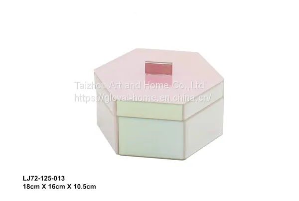 Colorful gradient glass hexagonal glass jewelry box
