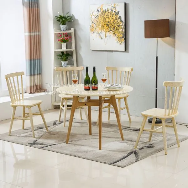 Modern Simple White and Black Round Wood Dining Table for Restaurant photo-2